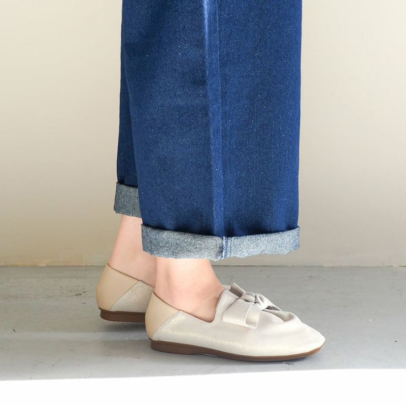 美品✨️あしながおじさん　リボンバブーシュ　フラットシューズ　羊革　24.5 あしながおじさん パンプス リボンバブーシュ 1310190