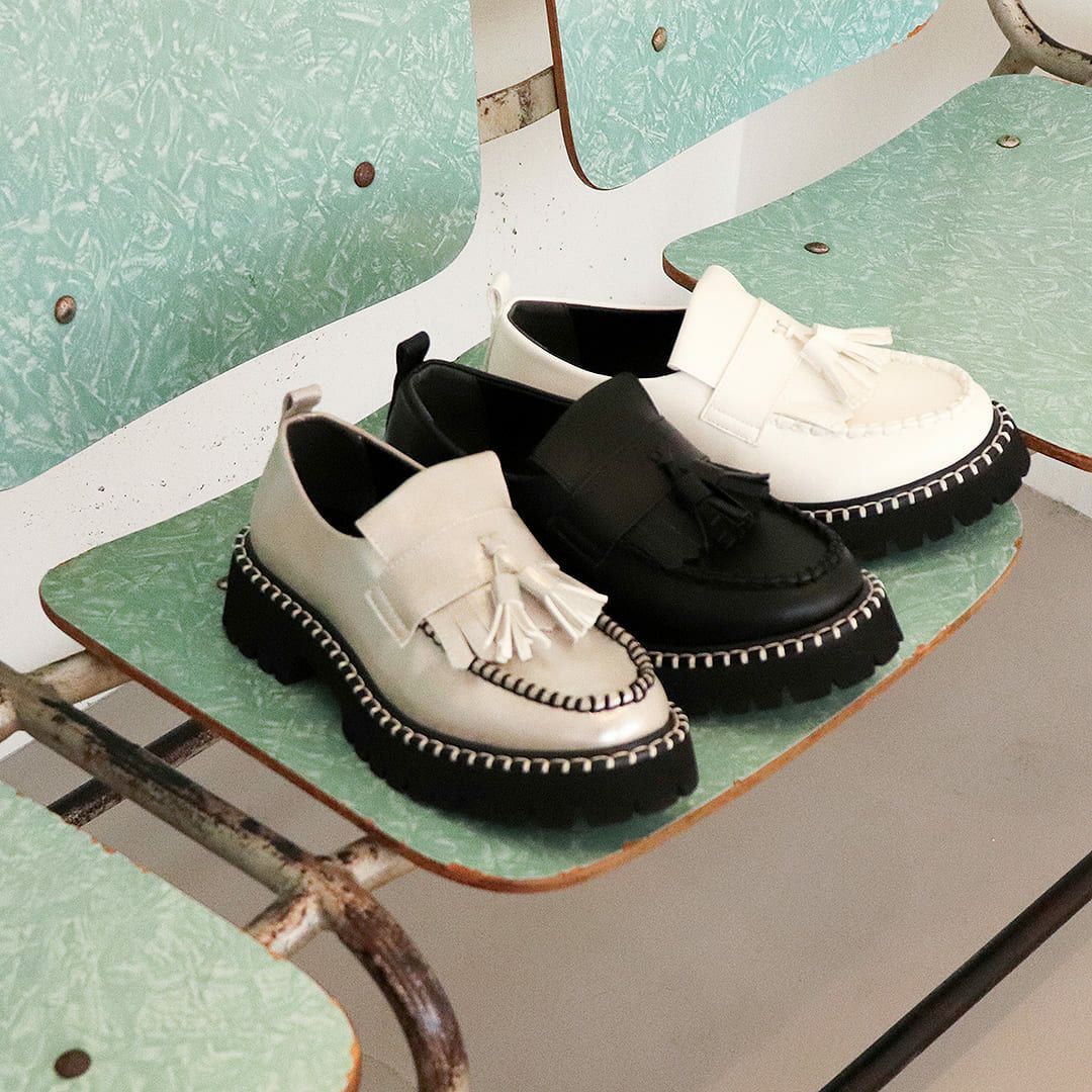 軽量｜キルトタッセルローファー