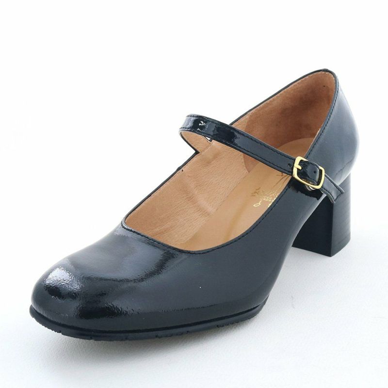 本革 あしながおじさん クロスストラップパンプス 黒 23.0 美品