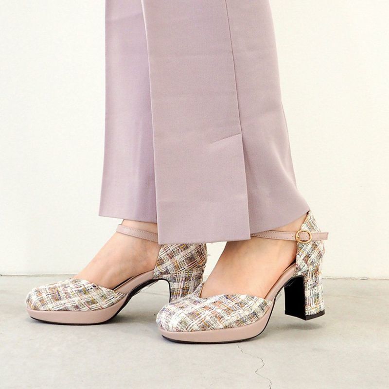 超美品☆FACTELIER ストラップパンプス Vカット 本革23.5cm SALE】厚底Vカットストラップパンプス（BY_8700187