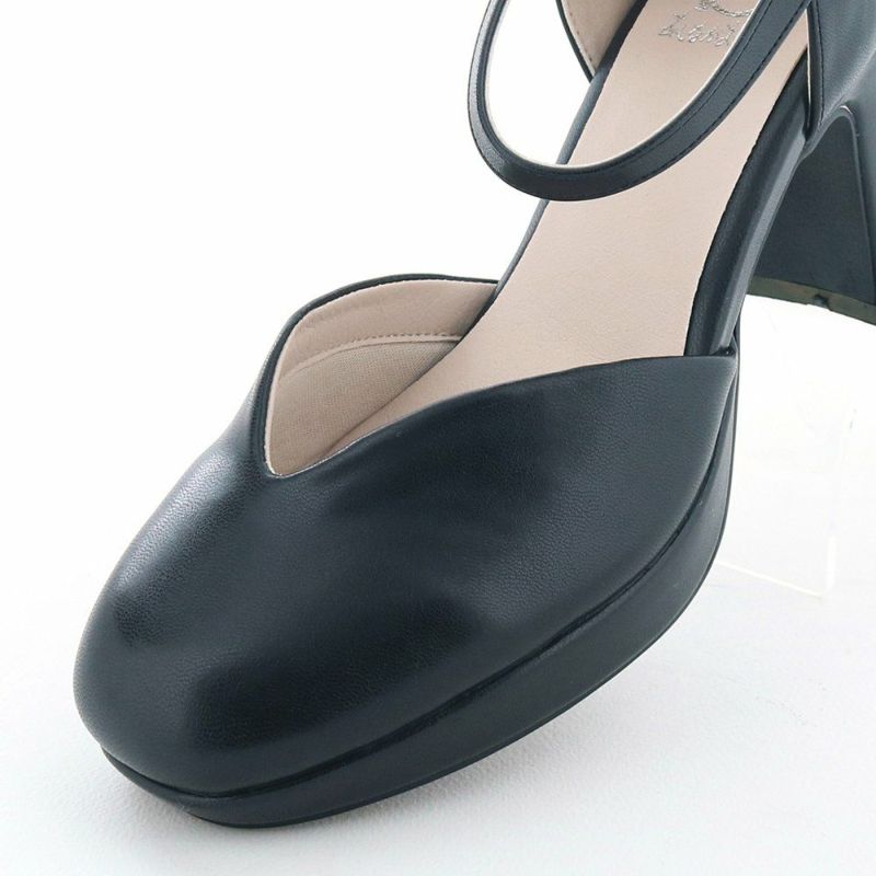 美品 ROPE Vカット レザー パンプス ストラップ ブラック 35 1/2 スタイルラボ STYLE lab 【高機能】Vカットプレーンパンプス