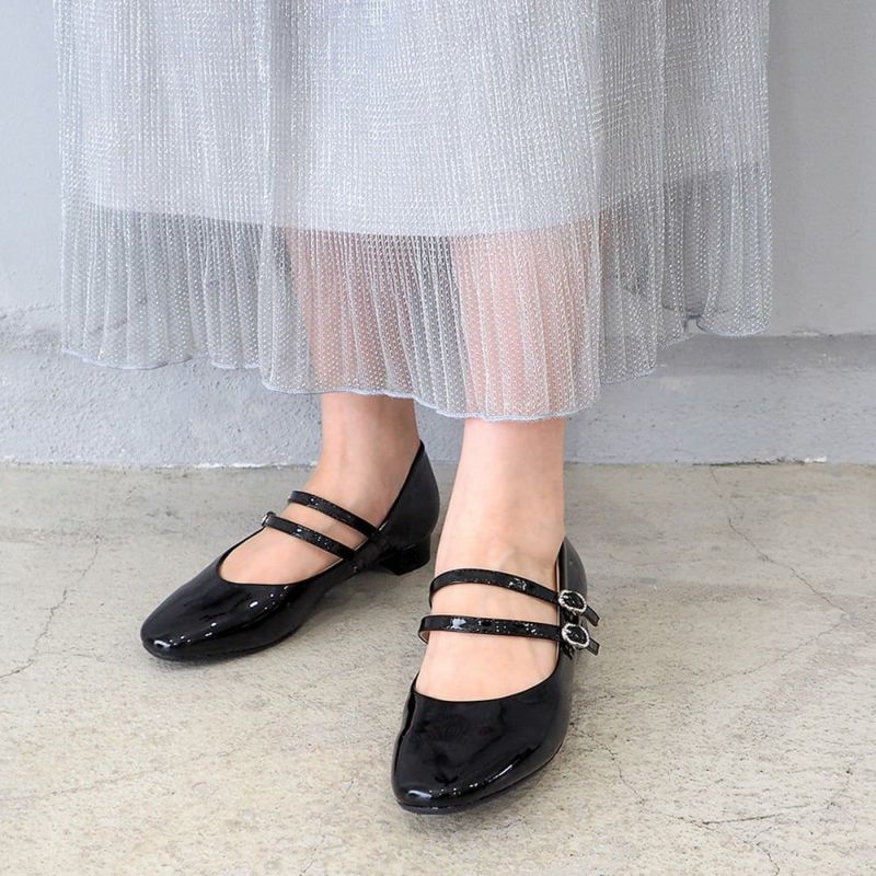 【転勤妻】OHGA　TーANKLE ストラップ パンプス リボン 黒 シューズインクローゼット Shoes in Closet -シュークロ- 2WAY