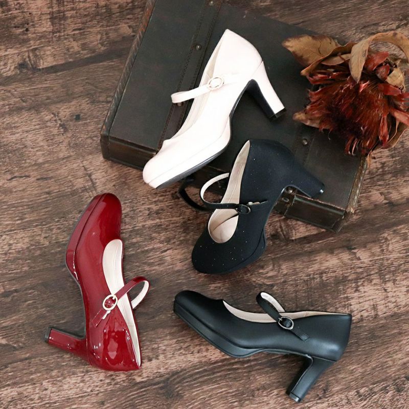 厚底ストラップパンプス