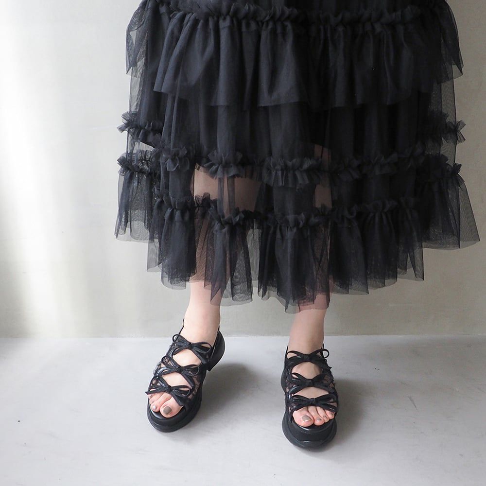 厚底グリッターリボンサンダル（BY_8990007） | あしながおじさん