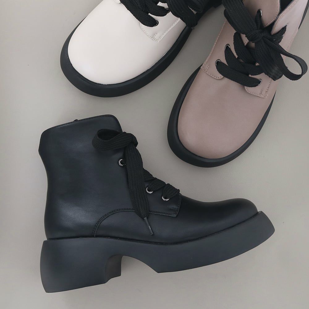 厚底レースアップブーツ 