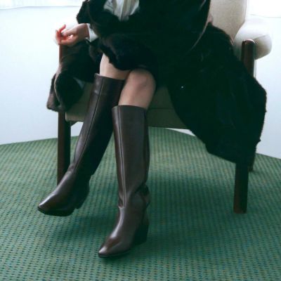 新品未使用　あしながおじさんレディースロングブーツ　本革ブラウン アシナガオジサン あしながおじさん レースアップロングブーツ
