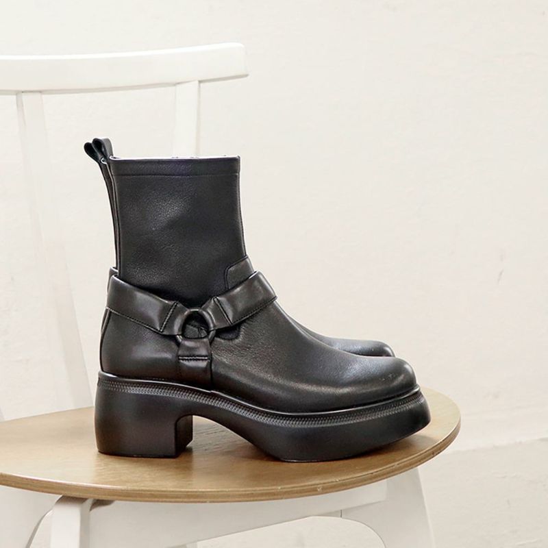 撥水｜厚底リングブーツ 