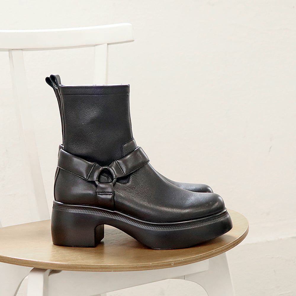撥水｜厚底リングブーツ 