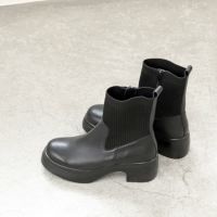 撥水｜厚底ニットブーツ